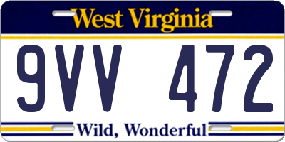 WV license plate 9VV472