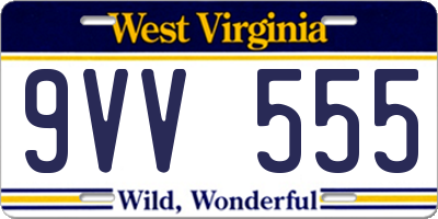 WV license plate 9VV555
