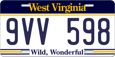 WV license plate 9VV598