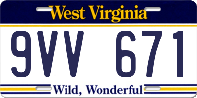 WV license plate 9VV671