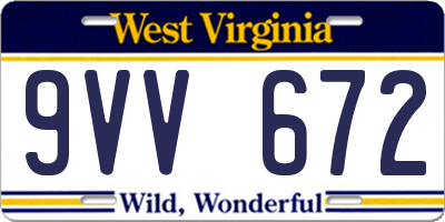 WV license plate 9VV672