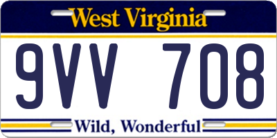 WV license plate 9VV708