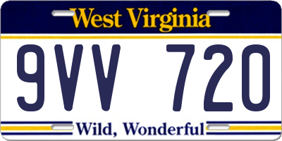 WV license plate 9VV720