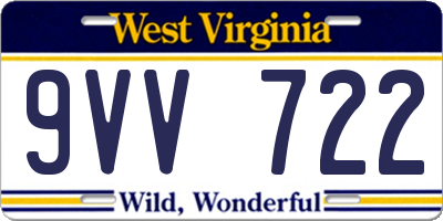 WV license plate 9VV722