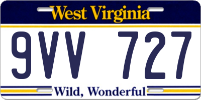 WV license plate 9VV727