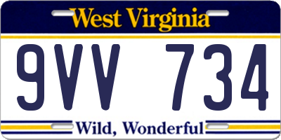 WV license plate 9VV734