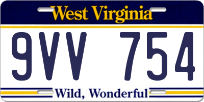 WV license plate 9VV754