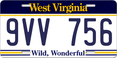 WV license plate 9VV756