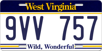 WV license plate 9VV757