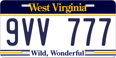 WV license plate 9VV777