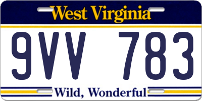 WV license plate 9VV783