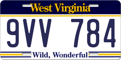 WV license plate 9VV784