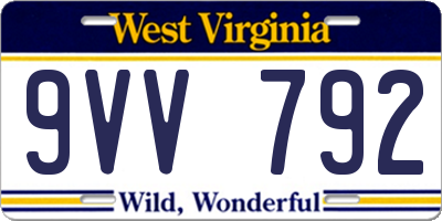 WV license plate 9VV792