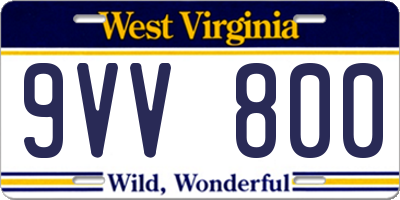 WV license plate 9VV800