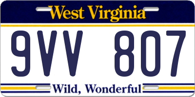 WV license plate 9VV807