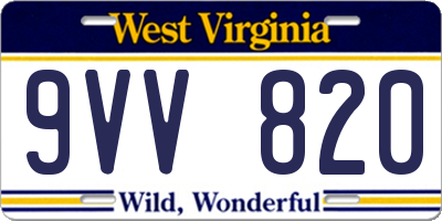 WV license plate 9VV820