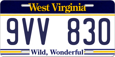 WV license plate 9VV830