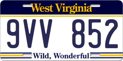 WV license plate 9VV852