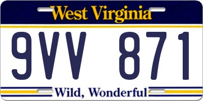 WV license plate 9VV871