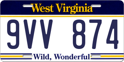 WV license plate 9VV874