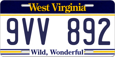 WV license plate 9VV892