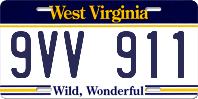 WV license plate 9VV911