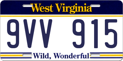WV license plate 9VV915