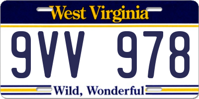 WV license plate 9VV978