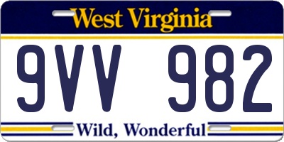 WV license plate 9VV982