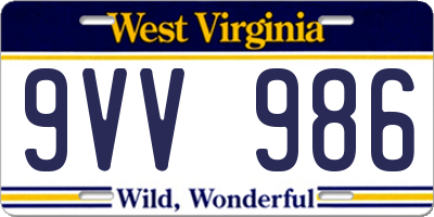 WV license plate 9VV986