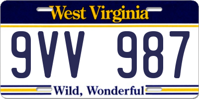 WV license plate 9VV987