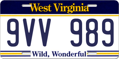 WV license plate 9VV989