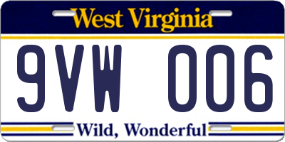 WV license plate 9VW006