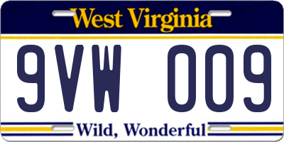 WV license plate 9VW009