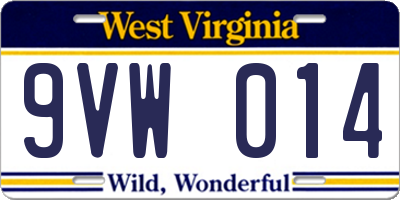 WV license plate 9VW014