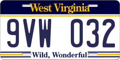WV license plate 9VW032