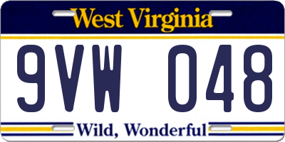 WV license plate 9VW048