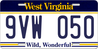 WV license plate 9VW050