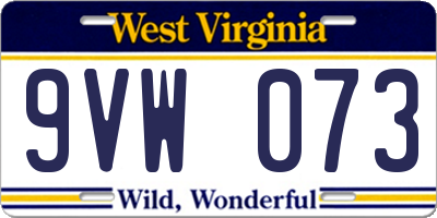 WV license plate 9VW073