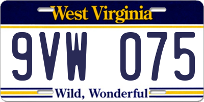 WV license plate 9VW075