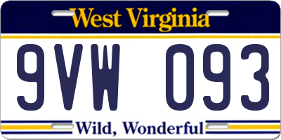 WV license plate 9VW093