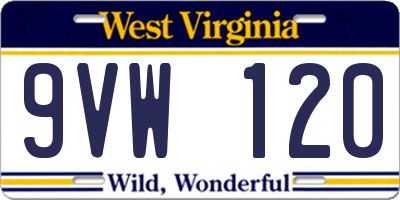 WV license plate 9VW120