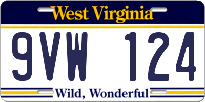 WV license plate 9VW124