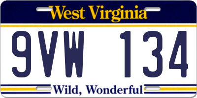 WV license plate 9VW134