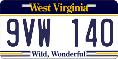 WV license plate 9VW140