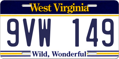 WV license plate 9VW149