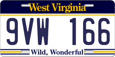 WV license plate 9VW166
