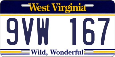 WV license plate 9VW167
