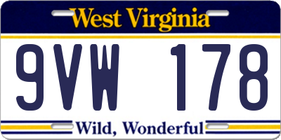 WV license plate 9VW178