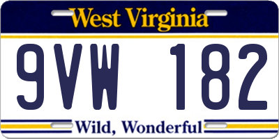 WV license plate 9VW182
